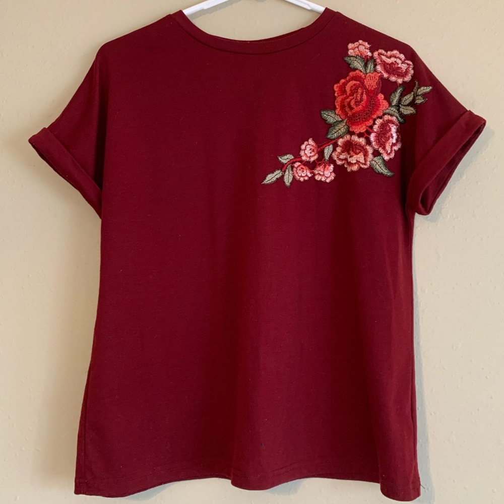 Burgundy floral top